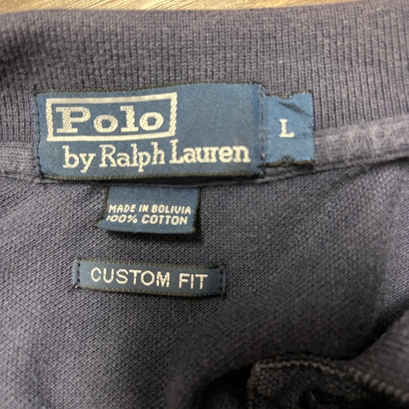 Polo Ralph Lauren Custom Slim Fit Polo Navy Orange Pony Men L Preppy Classic - Picture 7 of 7